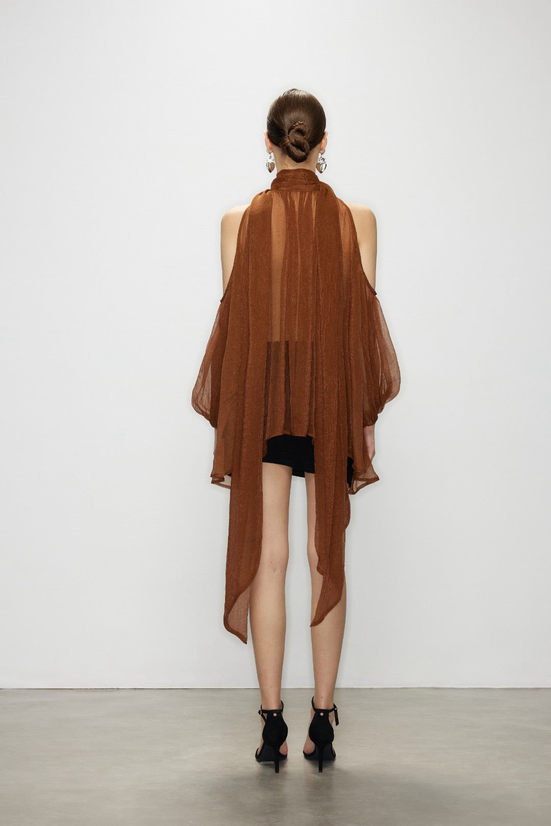 Artel Retro | Airy Sheer Backless Top (Brown)