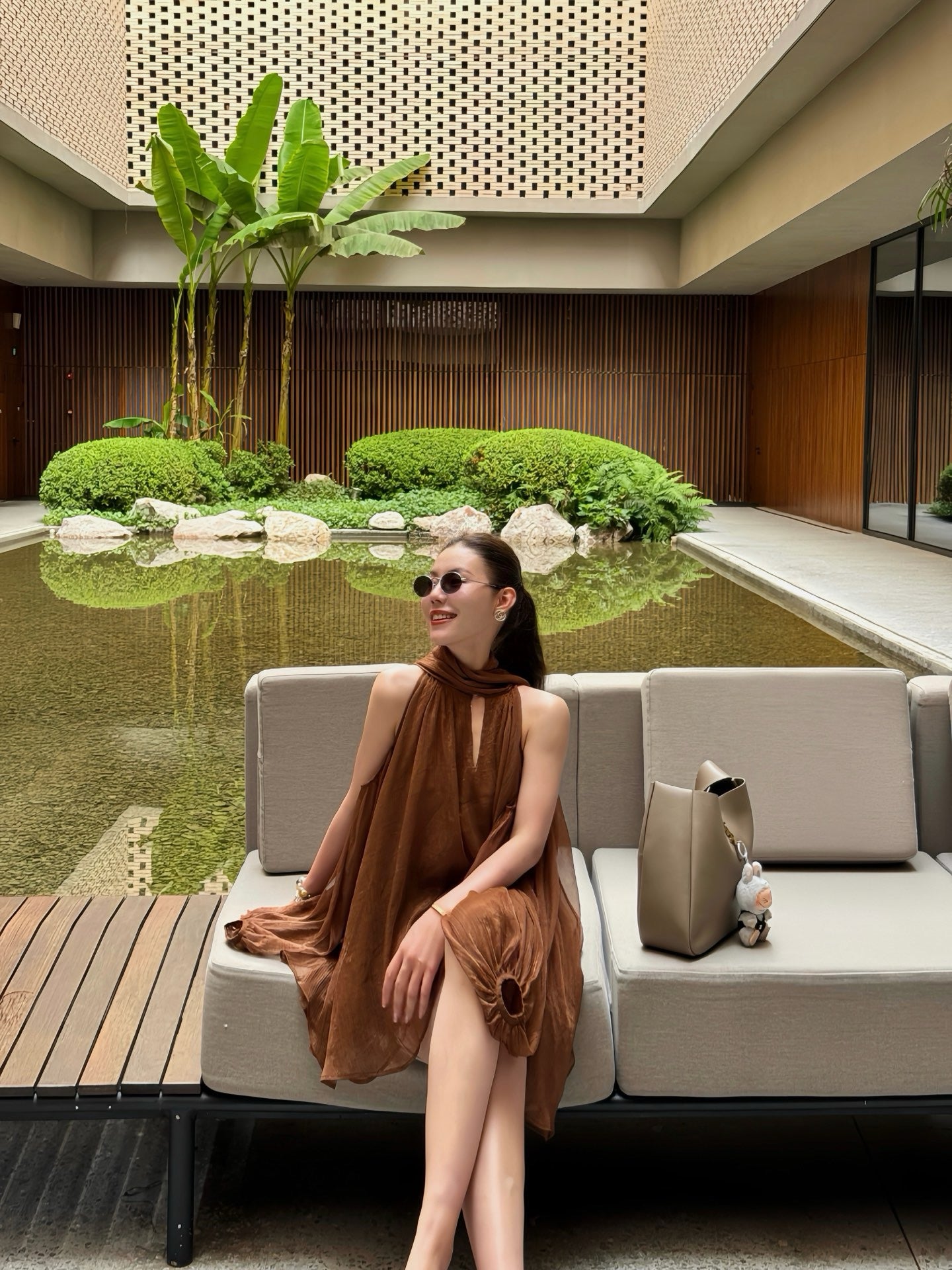 Artel Retro | Airy Sheer Backless Top (Brown)