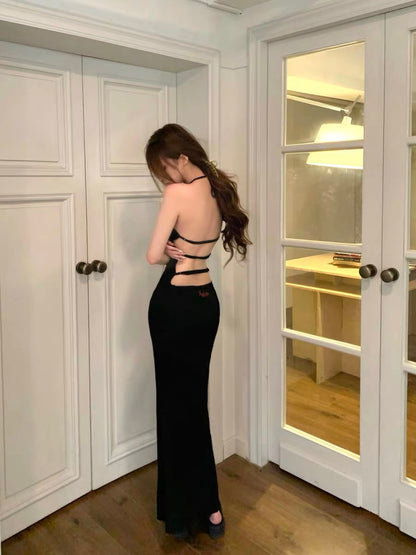 F1os | Backless Halter Neck Dress with Straps