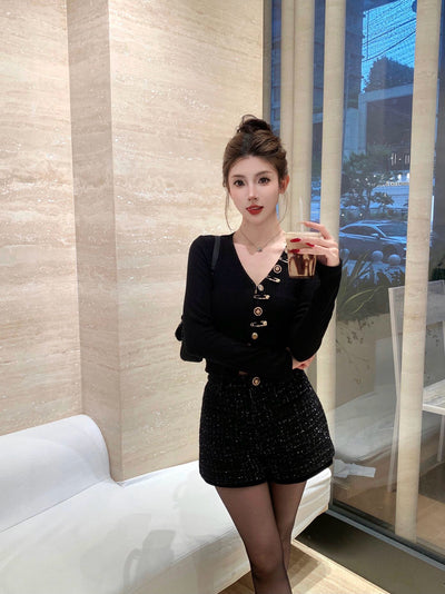 KINGWEN | Asymmetric Knit Cardigan with Sparkle (2 Color)