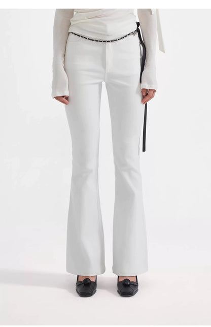 KINGWEN | Slim Fit Flared Jeans with Waist Chain (2 Color)