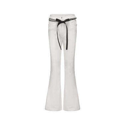 KINGWEN | Slim Fit Flared Jeans with Waist Chain (2 Color)