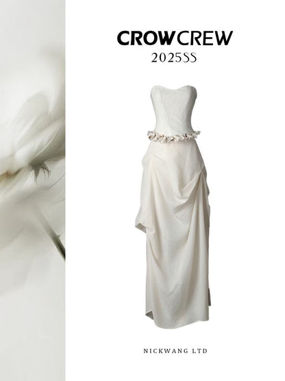 CROW CREW | Structured Corset Dress (Misty White)