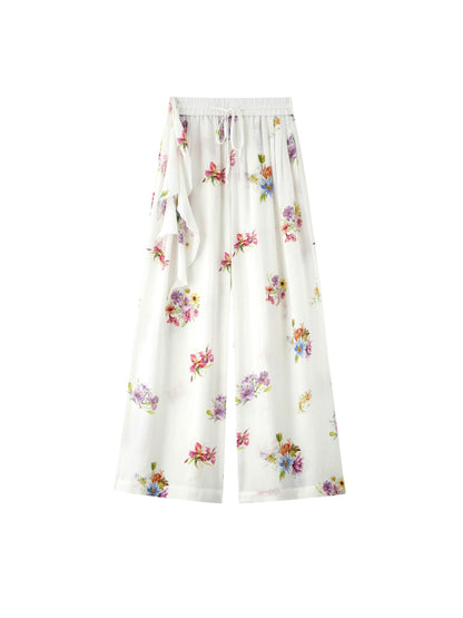 RunRunSweet | Tencel Ramie Botanical Floral Set (Shirt + Pants + Camisole Top)