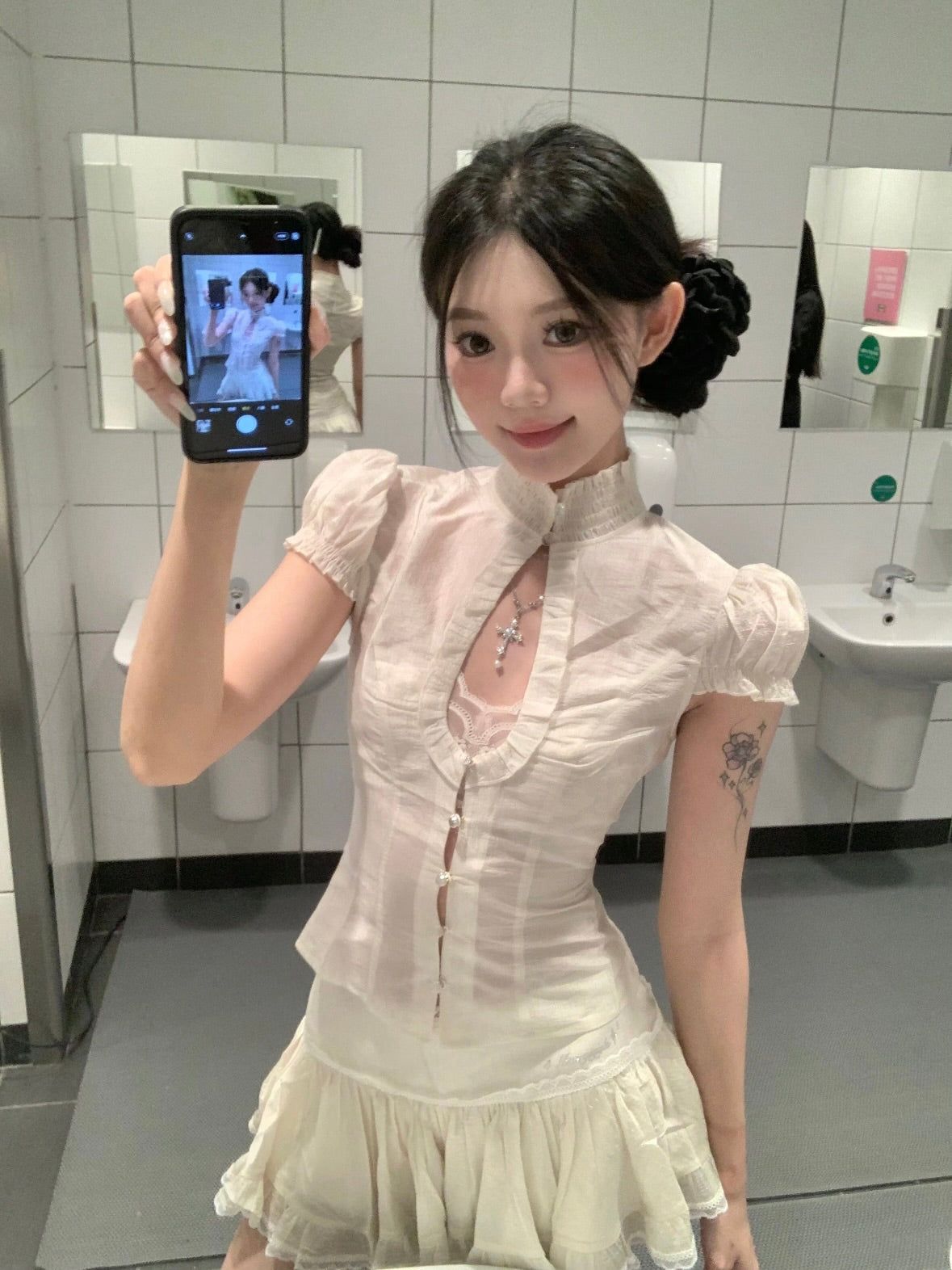 4muggle | French Lace Ruffled Set (Top + Skirt + Bra)