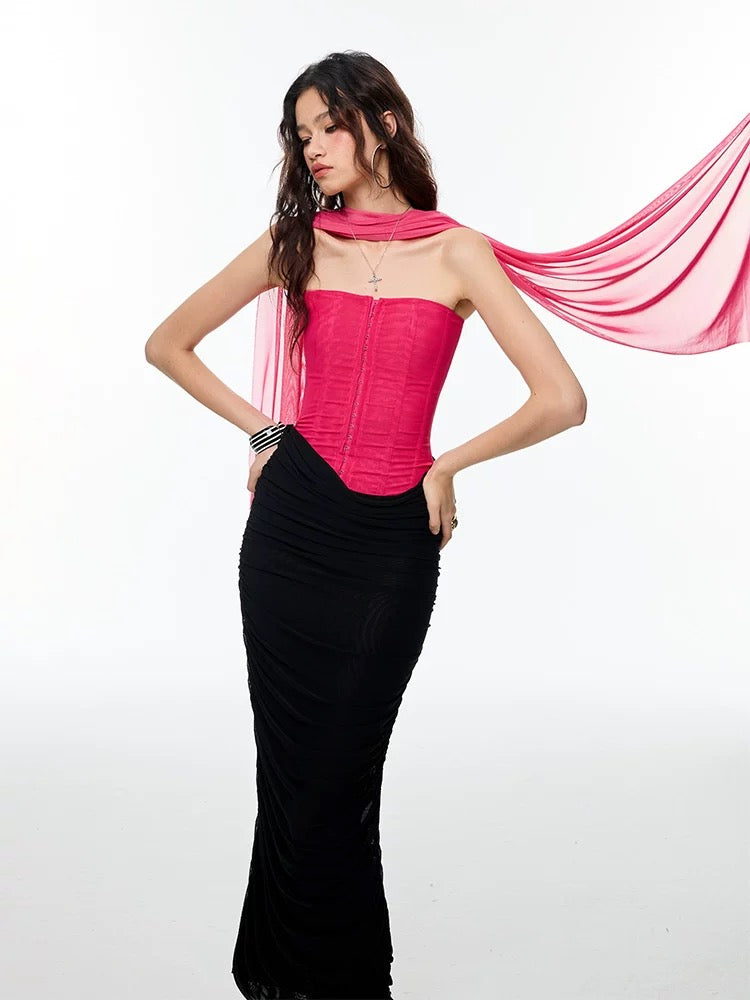 4muggle | Strapless Mesh Corset Dress (3 Color)