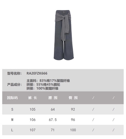 ROCHA ROMA | Gray Off-Shoulder Contrast Layered Knit Top + Detachable Two-Way Sweatpants