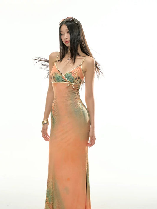 4muggle | Papaya Leopard Print Slip Dress
