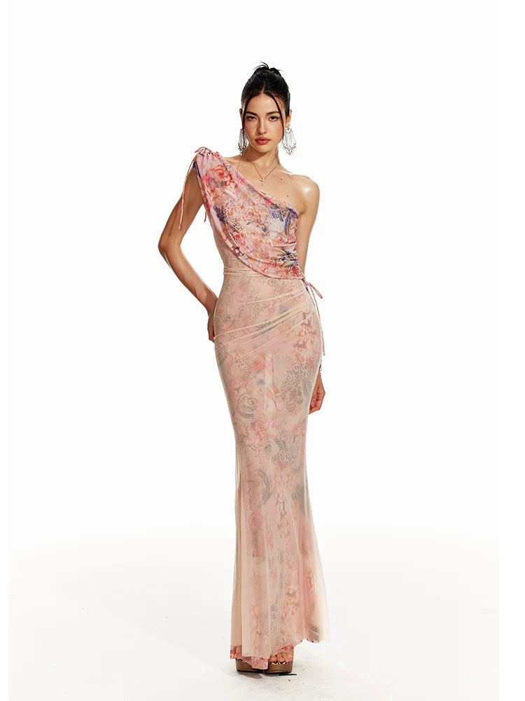 4muggle | New Chinese-Style Cowl Neck Bodycon Mermaid Dress (2 Color)