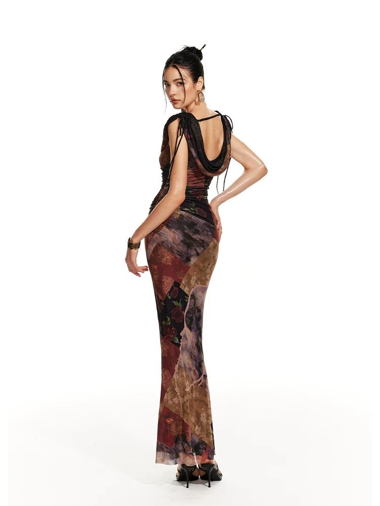 4muggle | New Chinese-Style Cowl Neck Bodycon Mermaid Dress (2 Color)