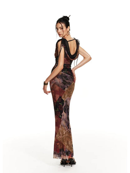 4muggle | New Chinese-Style Cowl Neck Bodycon Mermaid Dress (2 Color)