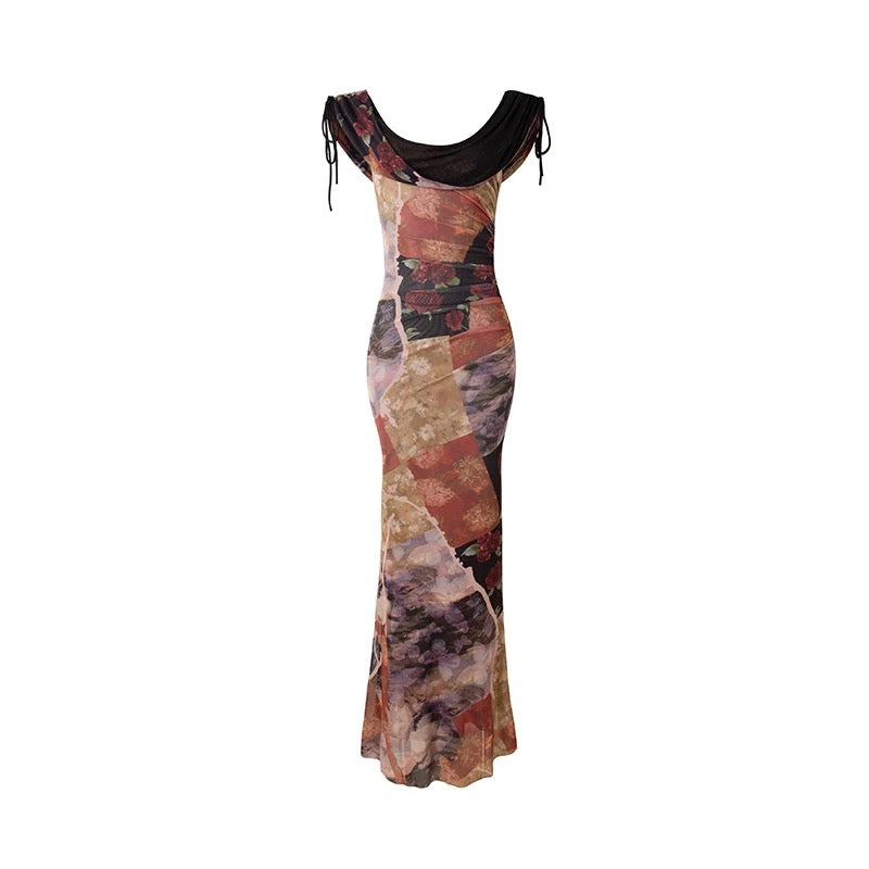 4muggle | New Chinese-Style Cowl Neck Bodycon Mermaid Dress (2 Color)