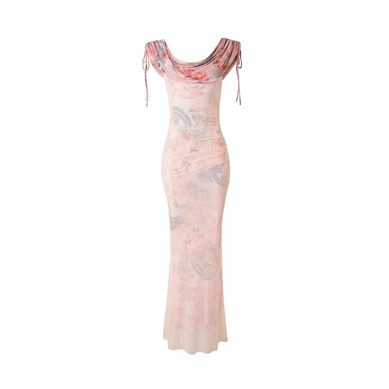 4muggle | New Chinese-Style Cowl Neck Bodycon Mermaid Dress (2 Color)