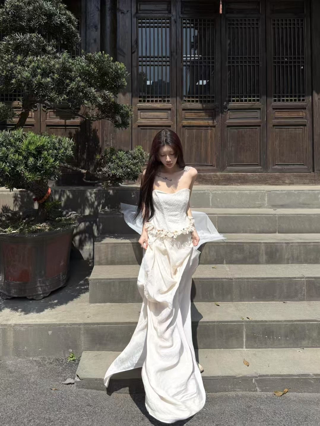 CROW CREW | Structured Corset Dress (Misty White)