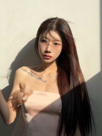 CROW CREW | Sheer Veil Strapless Dress Pink (Limited Edition)