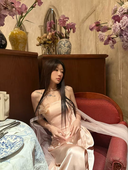 CROW CREW | Sheer Veil Strapless Dress Pink (Limited Edition)