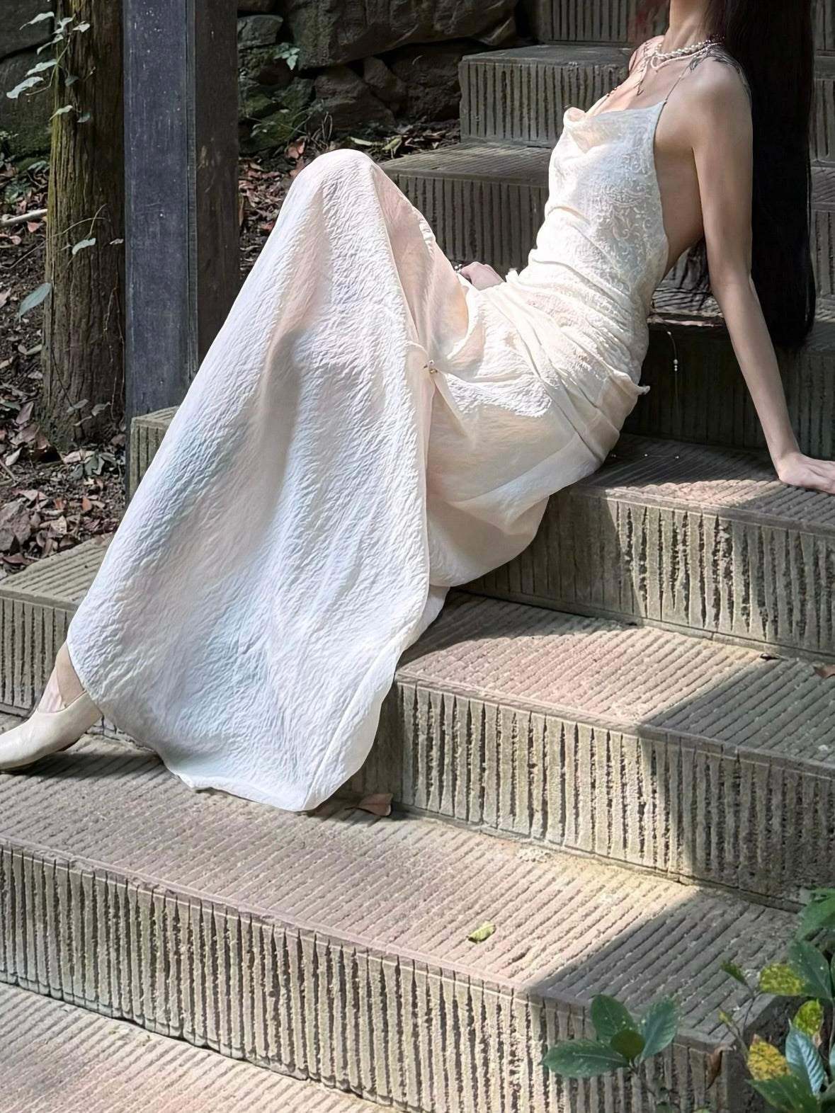CROW CREW | Drape Dress (White)