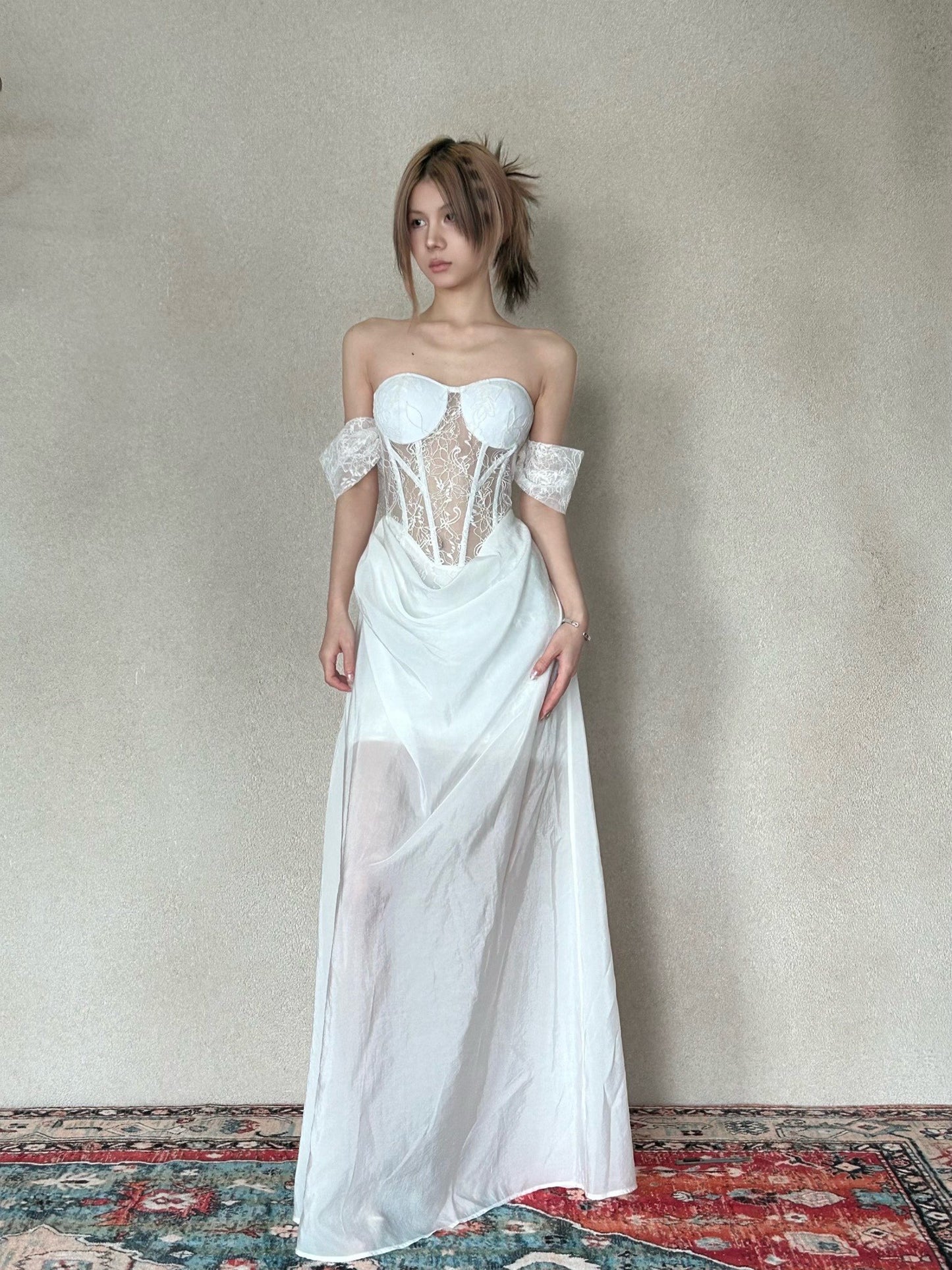 CROW CREW | Lace Corset Dress (White)