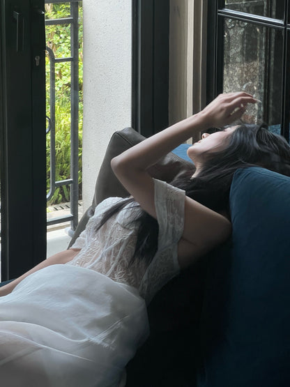 CROW CREW | Lace Corset Dress (White)