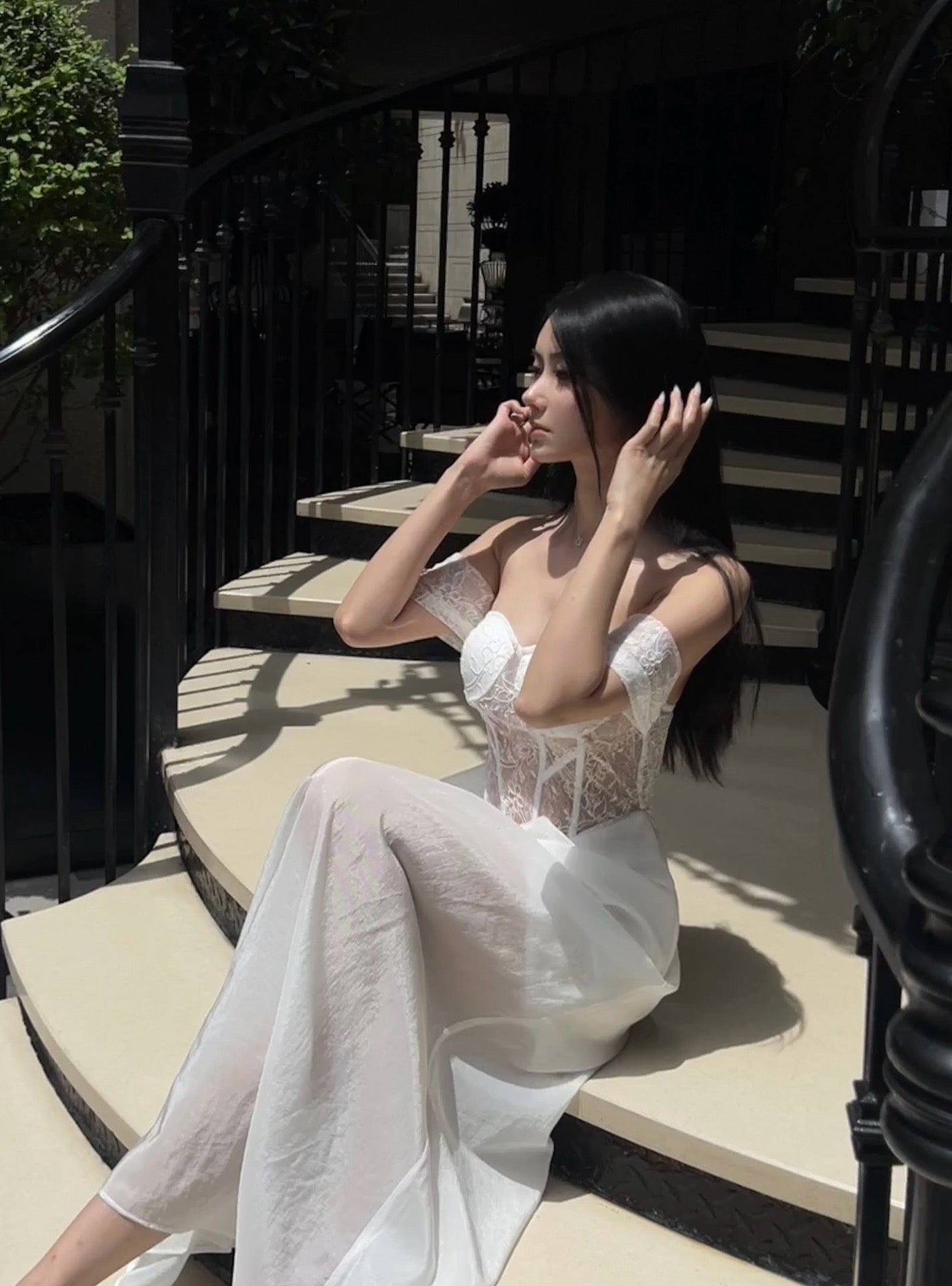 CROW CREW | Lace Corset Dress (White)