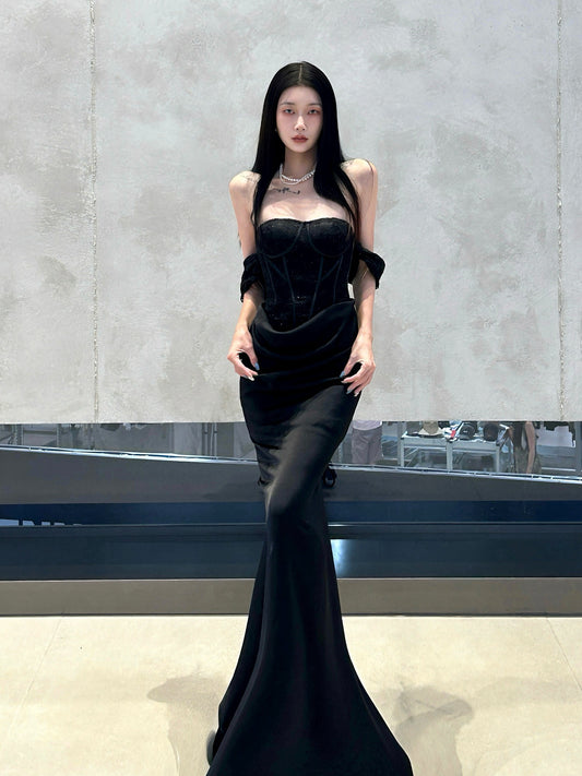 CROW CREW | Lace Corset Dress (Black)