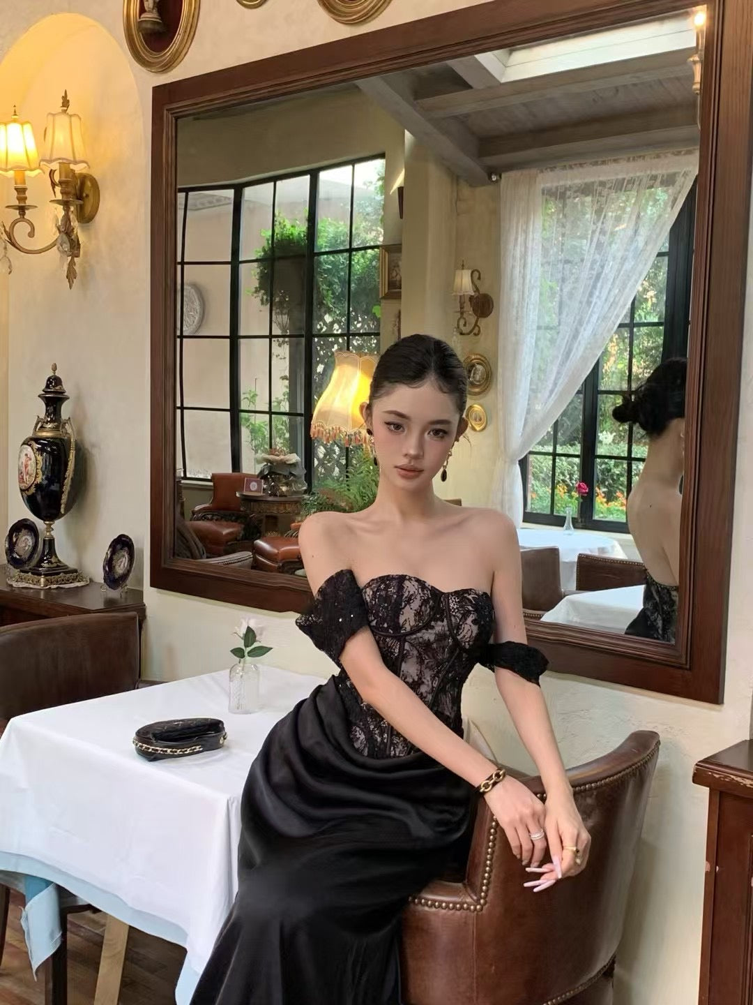 CROW CREW | Lace Corset Dress (Onyx Black)