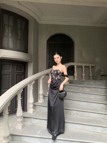 CROW CREW | Lace Corset Dress (Onyx Black)