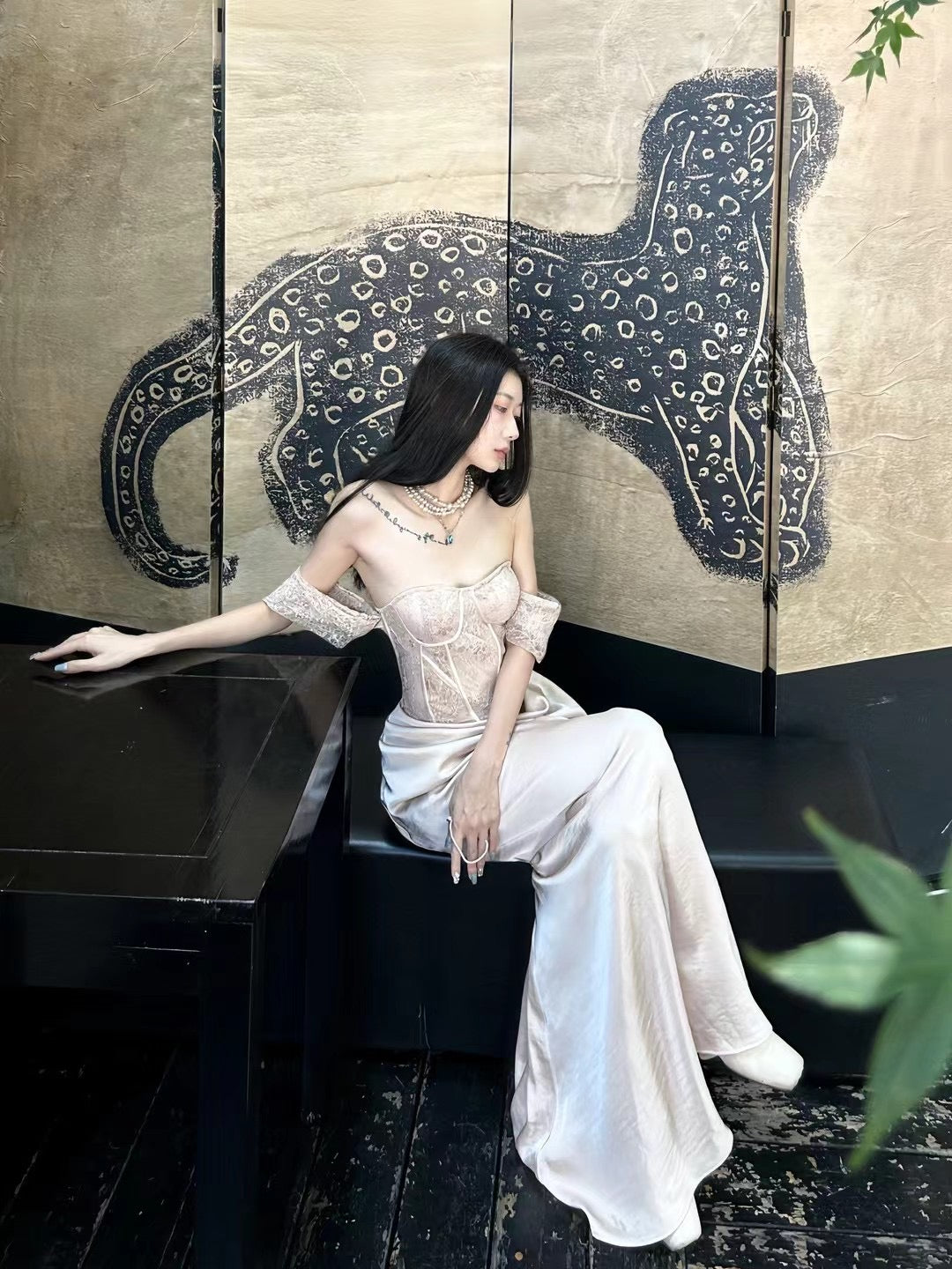 CROW CREW | Lace Corset Dress (Rose Gold)