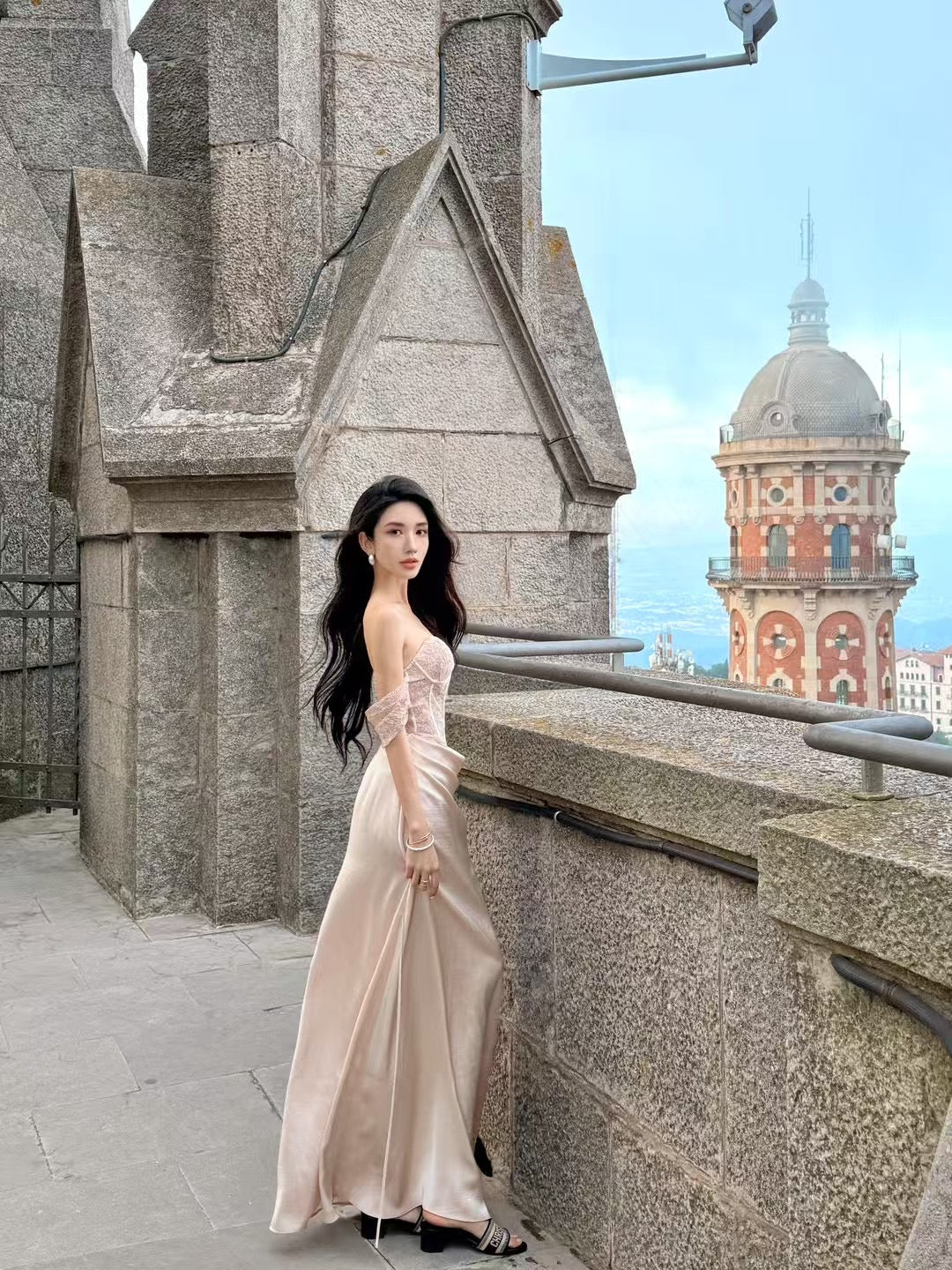 CROW CREW | Lace Corset Dress (Rose Gold)