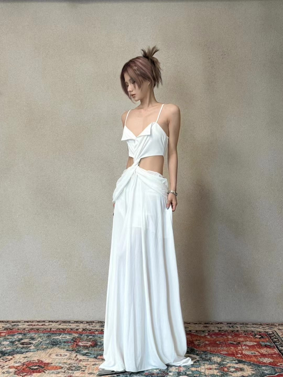 CROW CREW | Twist Cut-Out Dress (White)