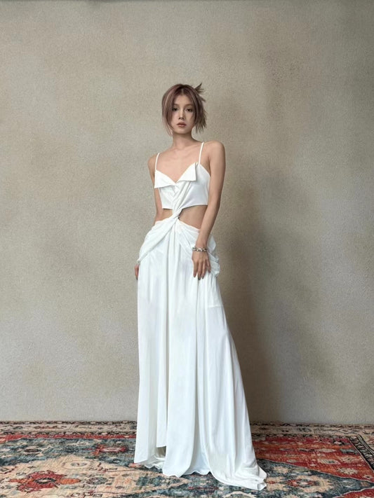 CROW CREW | Twist Cut-Out Dress (White)