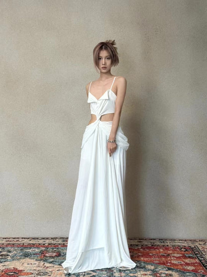 CROW CREW | Twist Cut-Out Dress (White)