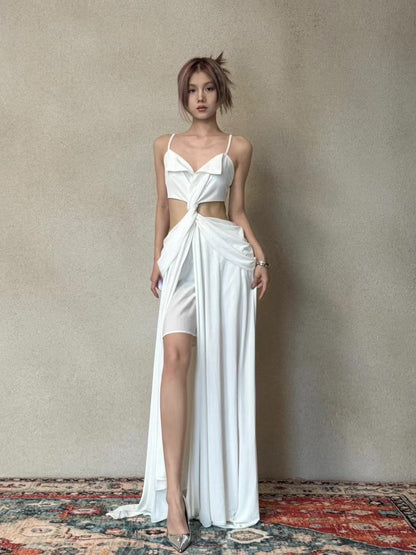 CROW CREW | Twist Cut-Out Dress (White)