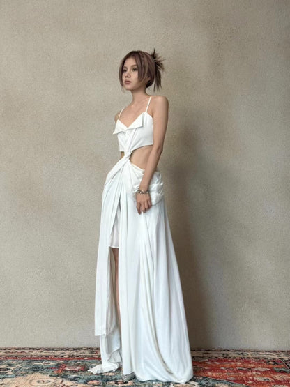 CROW CREW | Twist Cut-Out Dress (White)