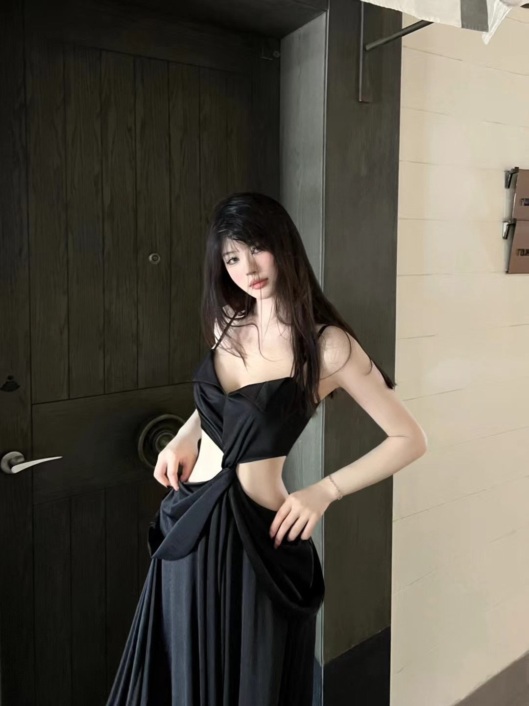 CROW CREW | Twist Cut-Out Dress (Black)