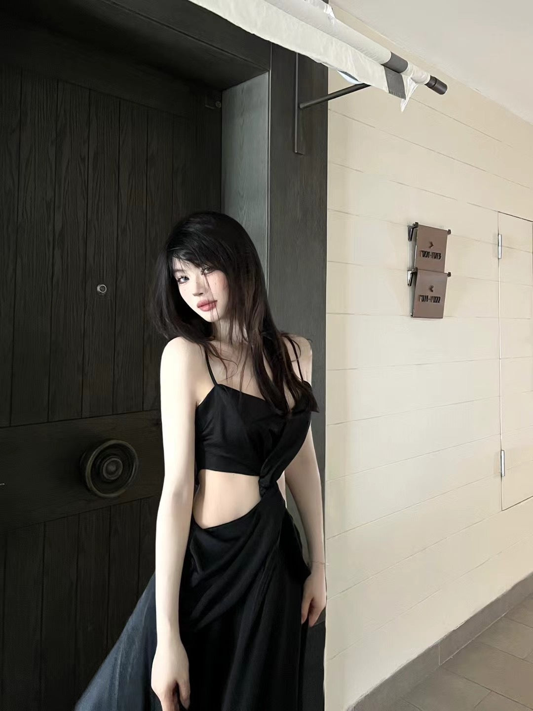 CROW CREW | Twist Cut-Out Dress (Black)