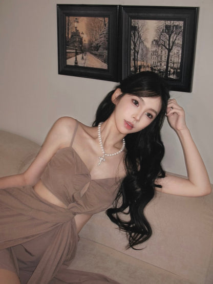 CROW CREW | Twist Cut-Out Dress (Khaki)