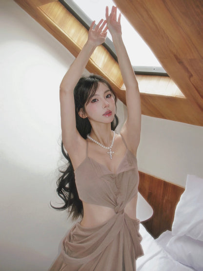 CROW CREW | Twist Cut-Out Dress (Khaki)