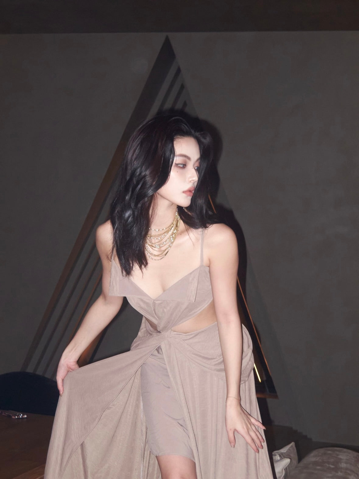 CROW CREW | Twist Cut-Out Dress (Khaki)