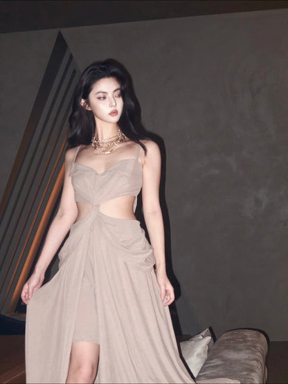 CROW CREW | Twist Cut-Out Dress (Khaki)