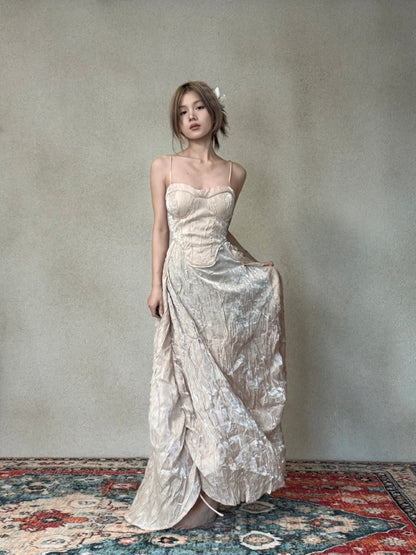 CROW CREW | Lustre Crinkle Dress (Pink)