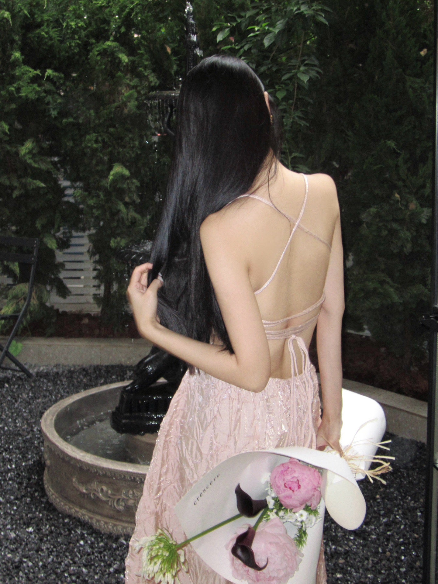 CROW CREW | Lustre Crinkle Dress (Pink)