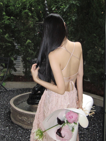 CROW CREW | Lustre Crinkle Dress (Pink)