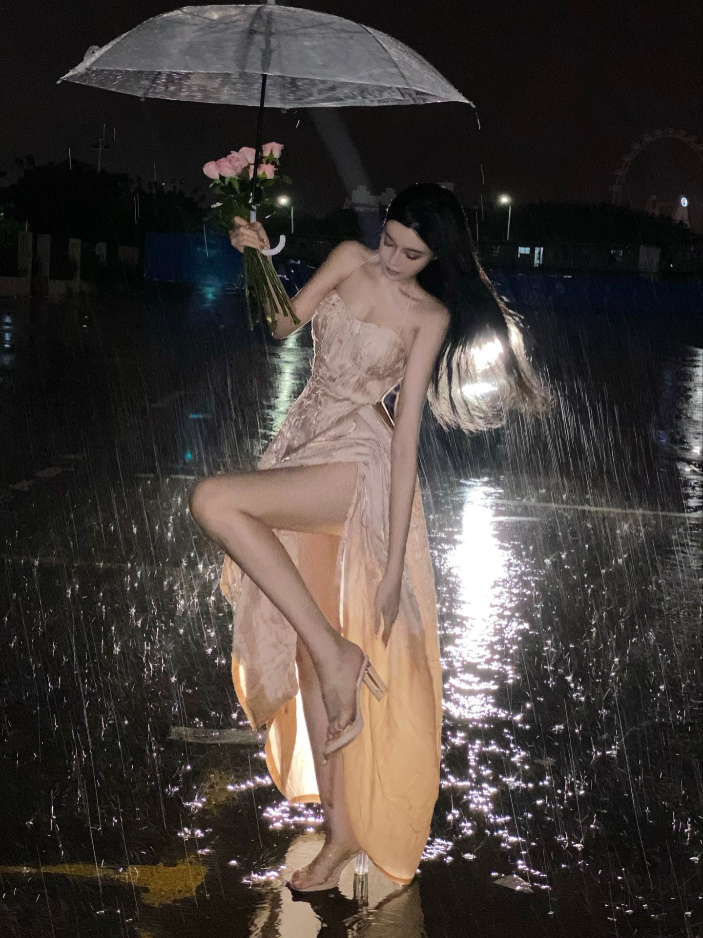 CROW CREW | Lustre Crinkle Dress (Pink)