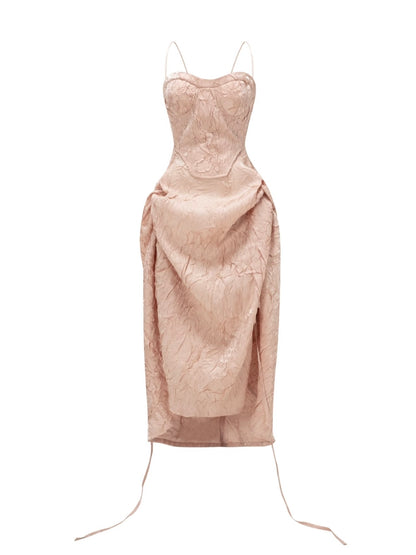 CROW CREW | Lustre Crinkle Dress (Pink)