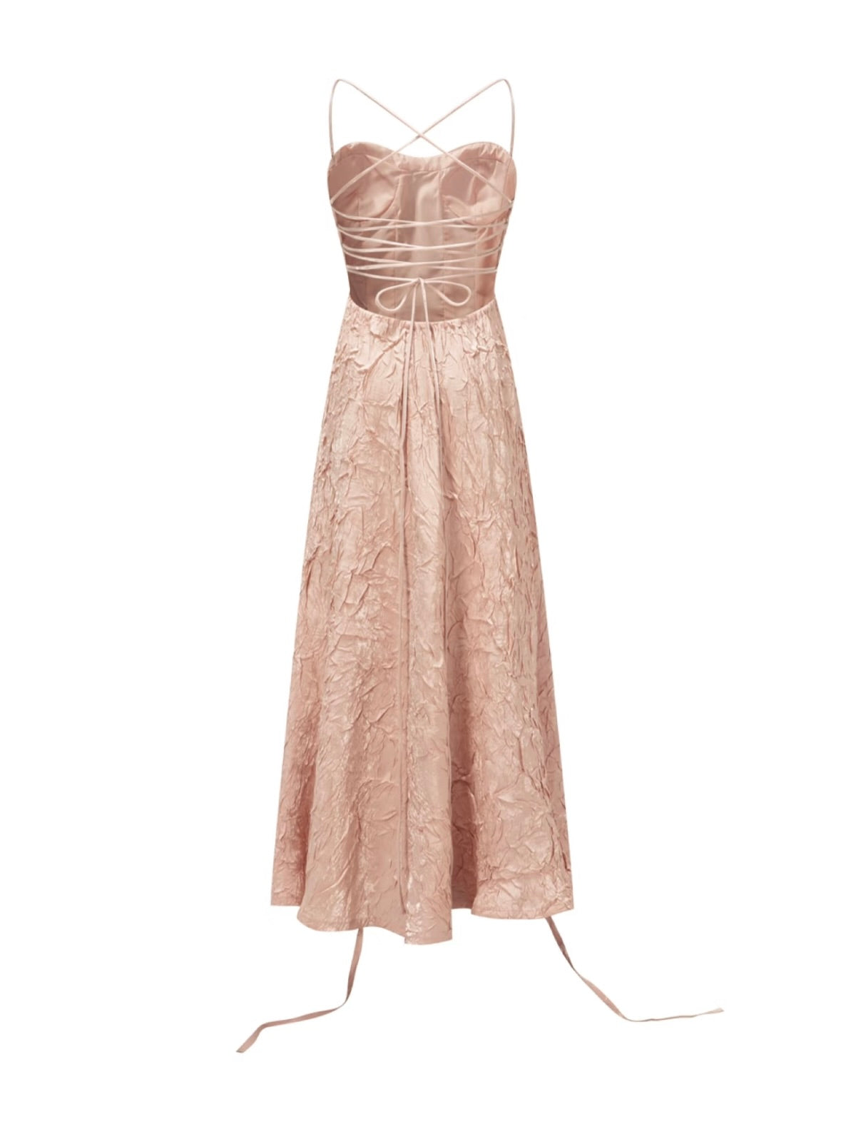 CROW CREW | Lustre Crinkle Dress (Pink)