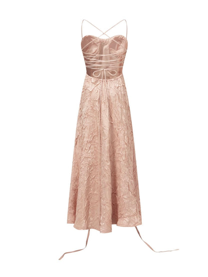 CROW CREW | Lustre Crinkle Dress (Pink)