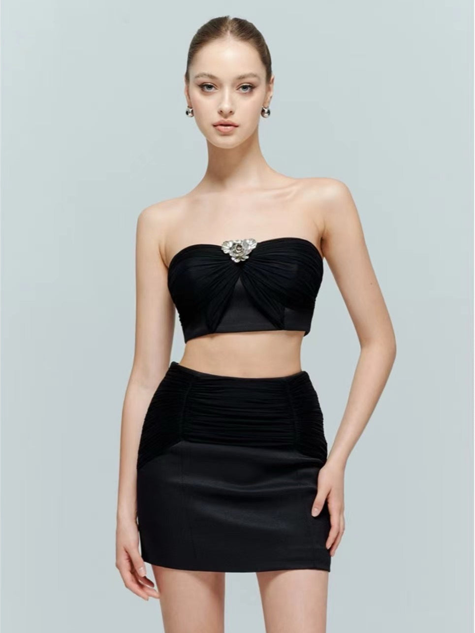 Artel Retro | Mesh Halter Top + Mesh Mini Skirt (Black)