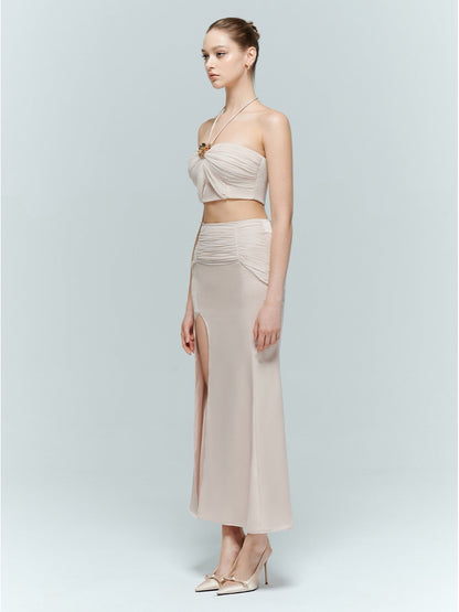 Artel Retro | Mesh Halter Top + Mesh Mermaid Skirt (Pink)