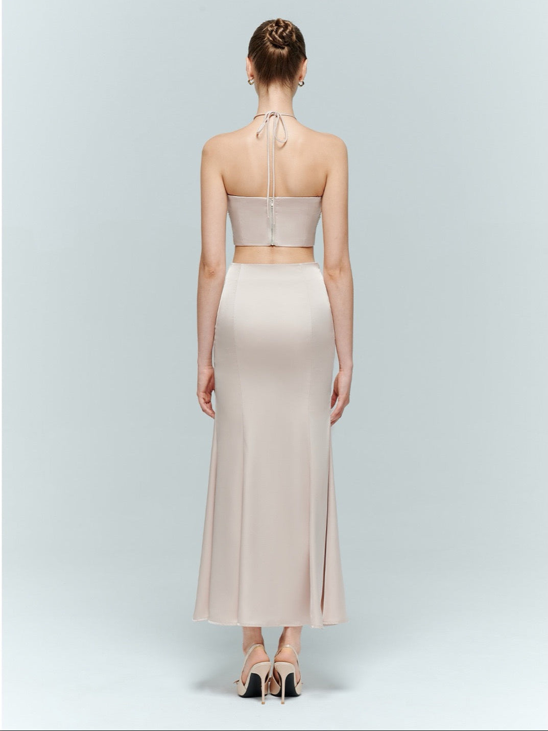 Artel Retro | Mesh Halter Top + Mesh Mermaid Skirt (Pink)